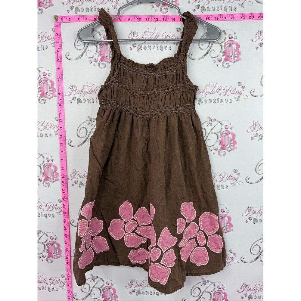 next dress flowers Brown Sundress with Pink Floral Appliqué